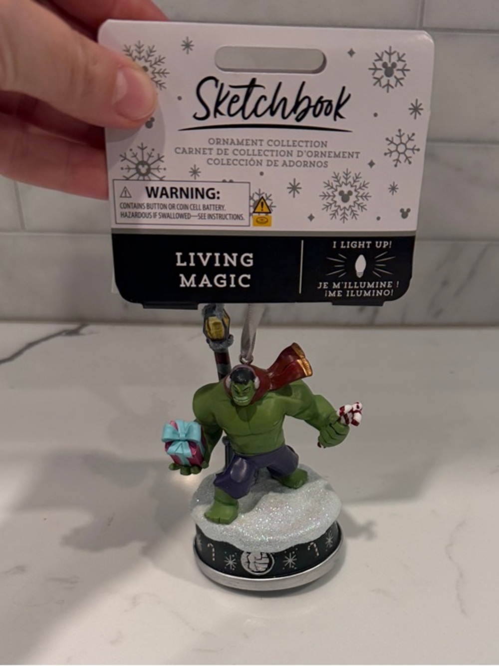 Disney Sketchbook Marvel HULK Holiday Light-Up Living Magic Sketchbook Ornament